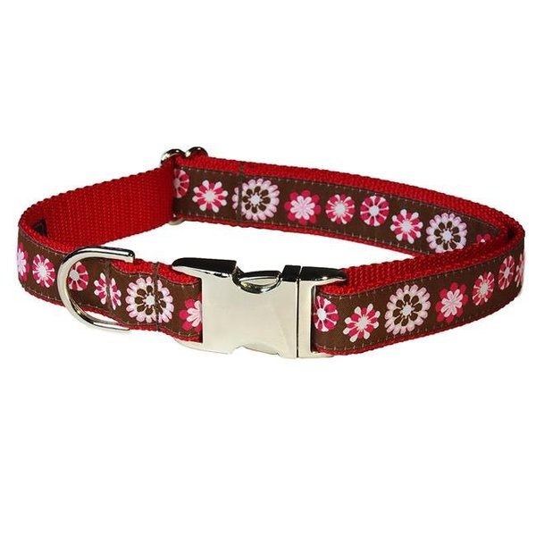 Sassy Dog Wear Sassy Dog Wear WILD FLOWER RED4-C Wild Flowers Red Dog Collar - Adjusts 18-28 in. - Large WILD FLOWER RED4-C